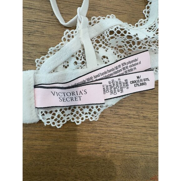 Victoria Secret Bralette Bra White Scoop Daisy Lace Unlined Wireless, size mediu - Picture 7 of 10